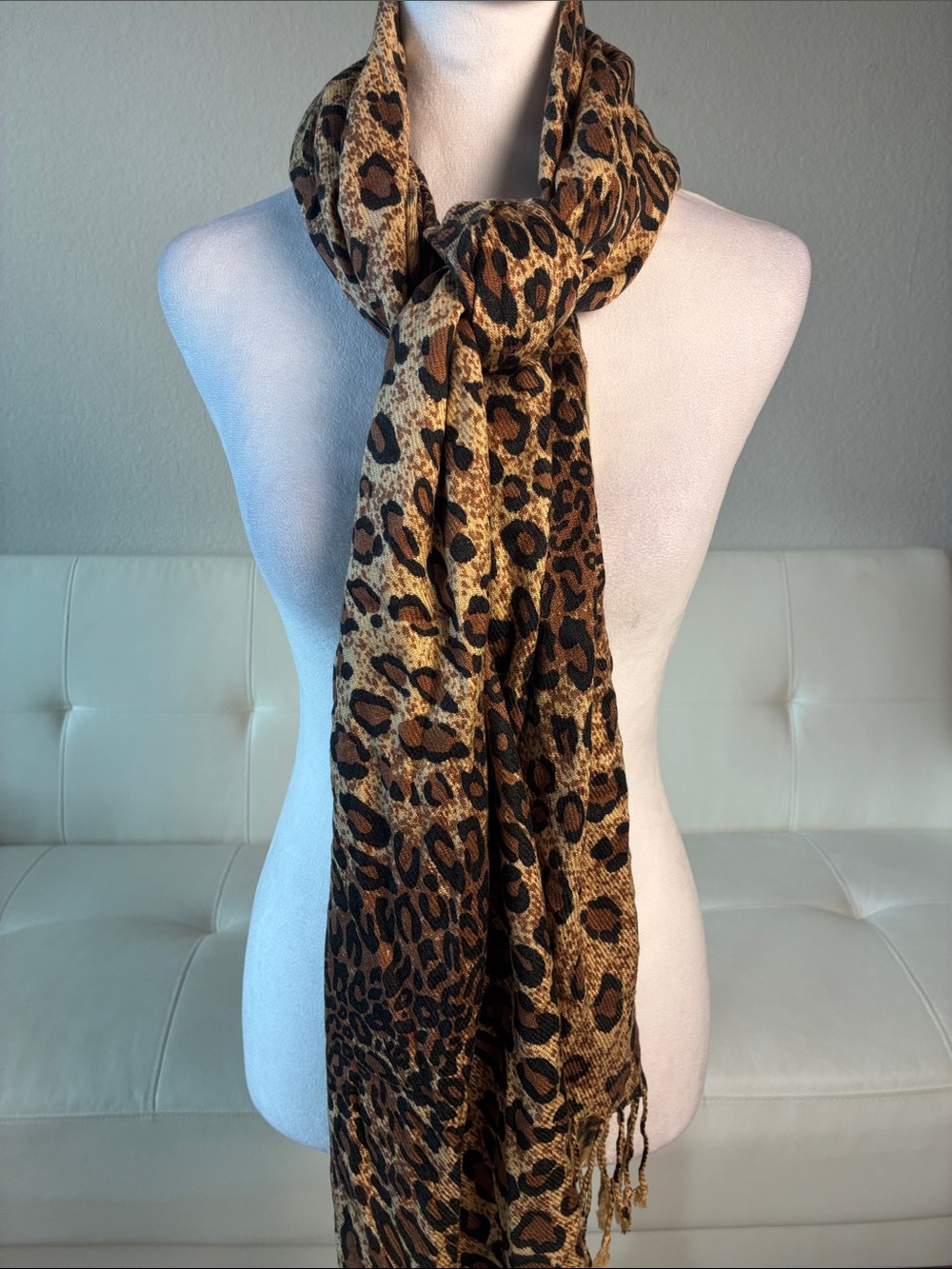 Leopard Print Women’s Scarf - Brown